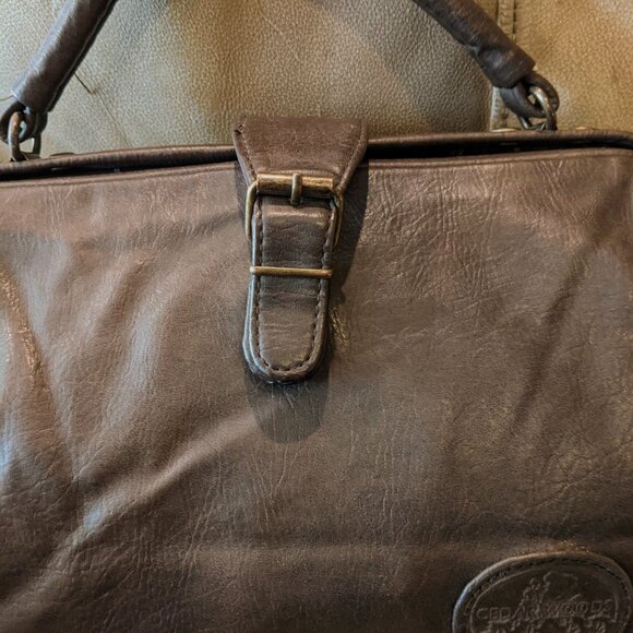 Faux Leather Doctor’s Bag Gladstone-Style Overnight Travel bag Dark Brown - Picture 5 of 11